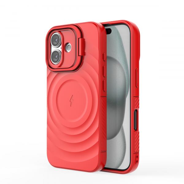 CoversCart Crimson Red TitanShield Wave Silicone Magsafe Back Case for iPhone 16