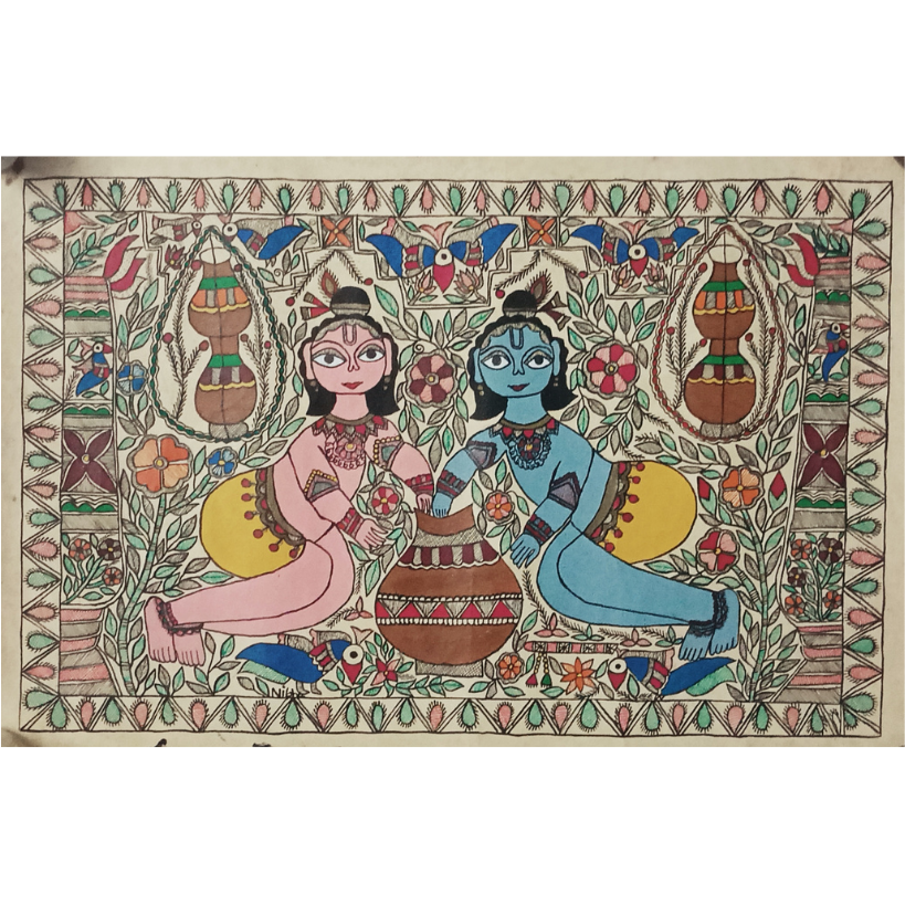 Original Hand Painting BalramKrishna Madhubani Painting  ArtozOn