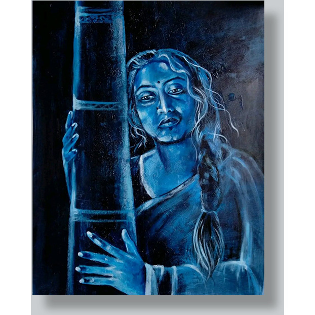Intezar Painting by Nandini Kushwaha  Acrylic on ivory sheet painting  ArtozOn
