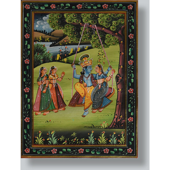 Krishna with gopies Painting by Shubham Gupta  Acrylic on cotton cloth painting  ArtozOn