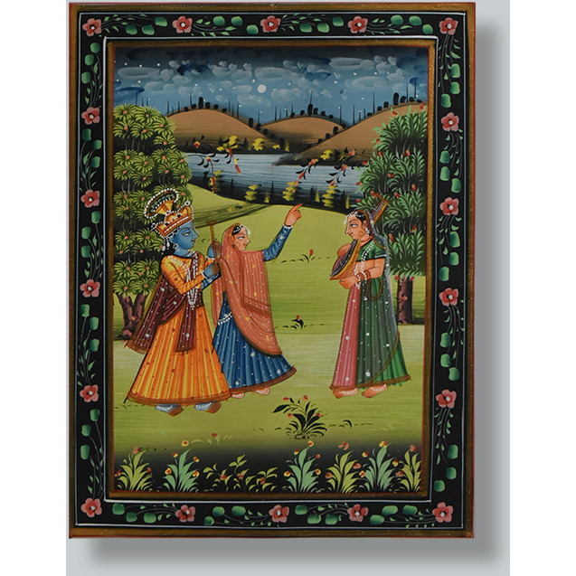 Krishna with gopies Painting by Shubham Gupta  Acrylic on cotton cloth painting  ArtozOn