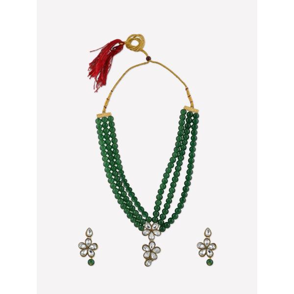 Prizetaa Alloy Gold plated Green Jewelry Set Pack of 3