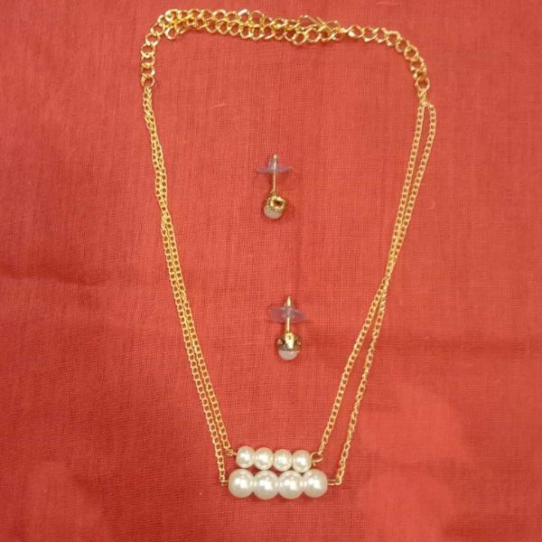 Prizetaa Alloy Gold plated White Jewelry Set Pack of 3 3