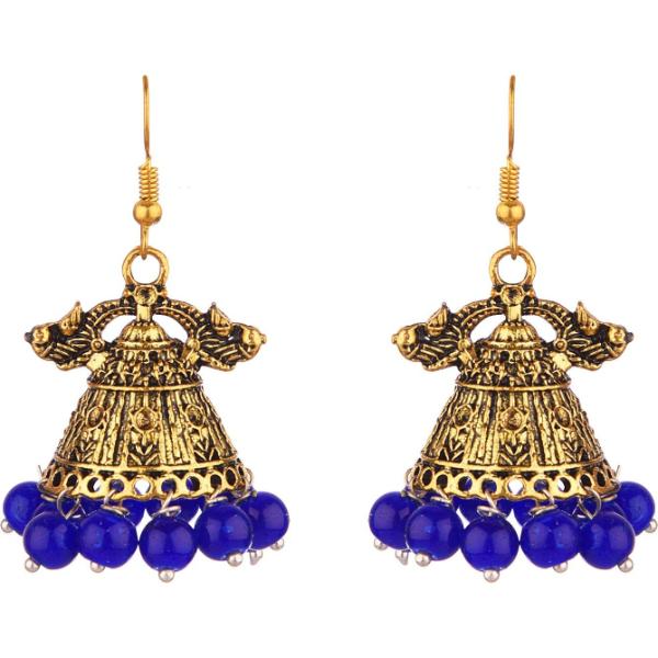 Prizetaa Blue And Golden Jhumki Alloy Jhumki Earring 
