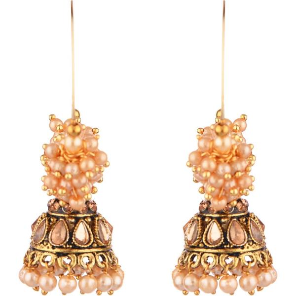 Prizetaa LCD stone with Pearl Traditional Hoop Alloy Hoop Earring 