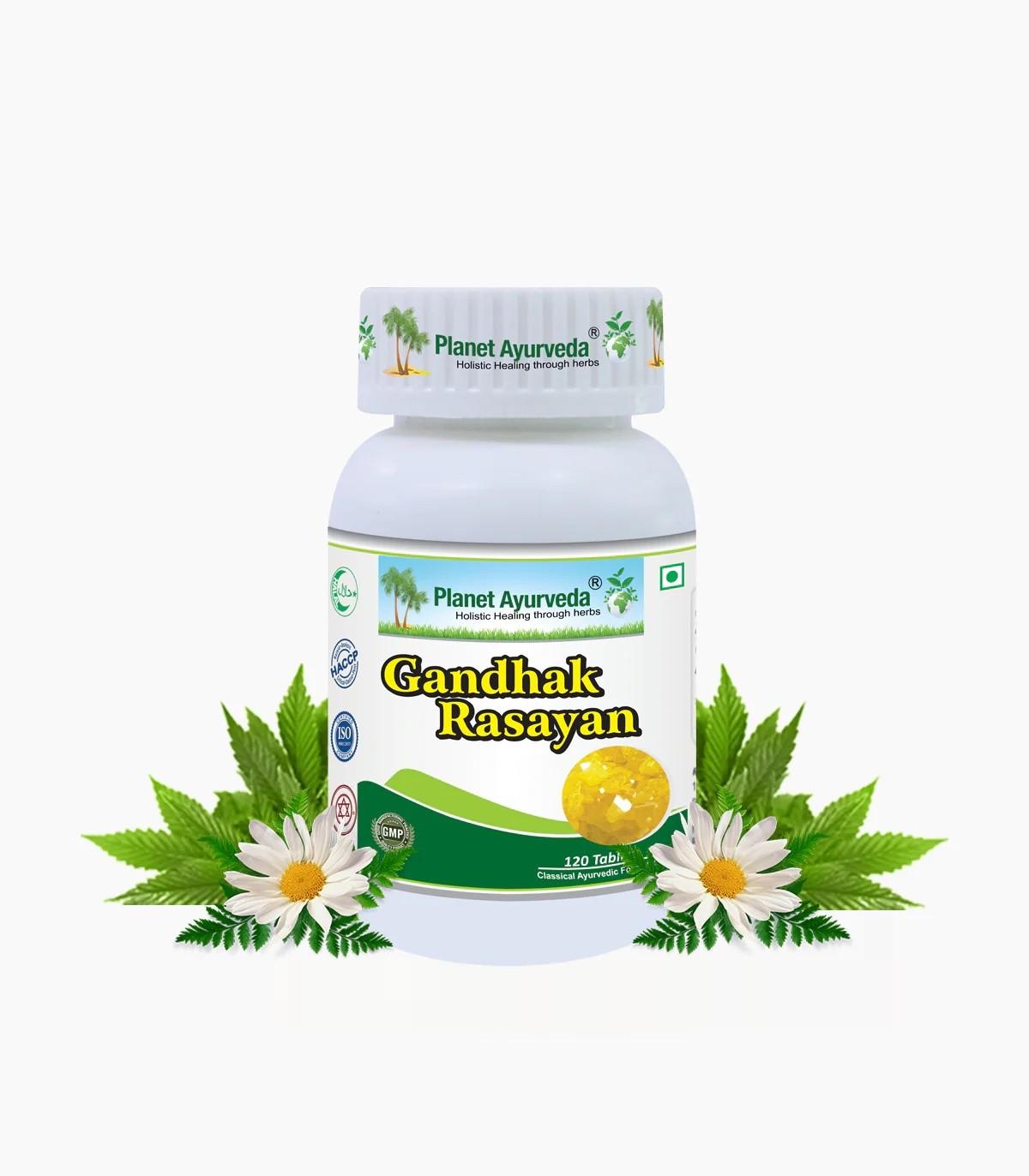 Gandhak Rasayan Tablets   natural remedy for skin rejuvenation and skin disorders 120 tablets 