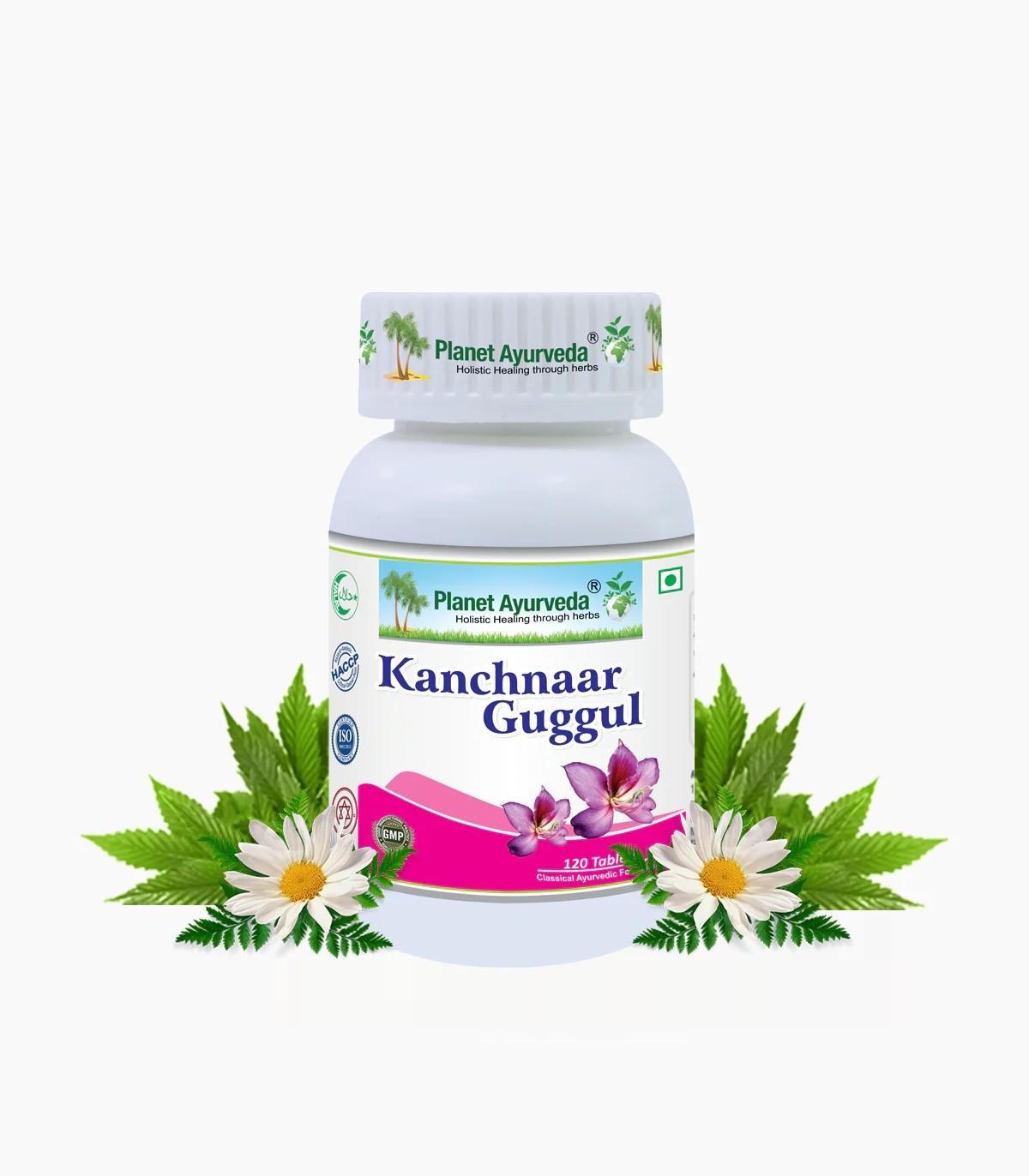 Kanchnaar Guggul Tablets herbal remedy that helps maintain healthy cells and tissues useful with tumors cysts  120 tablets