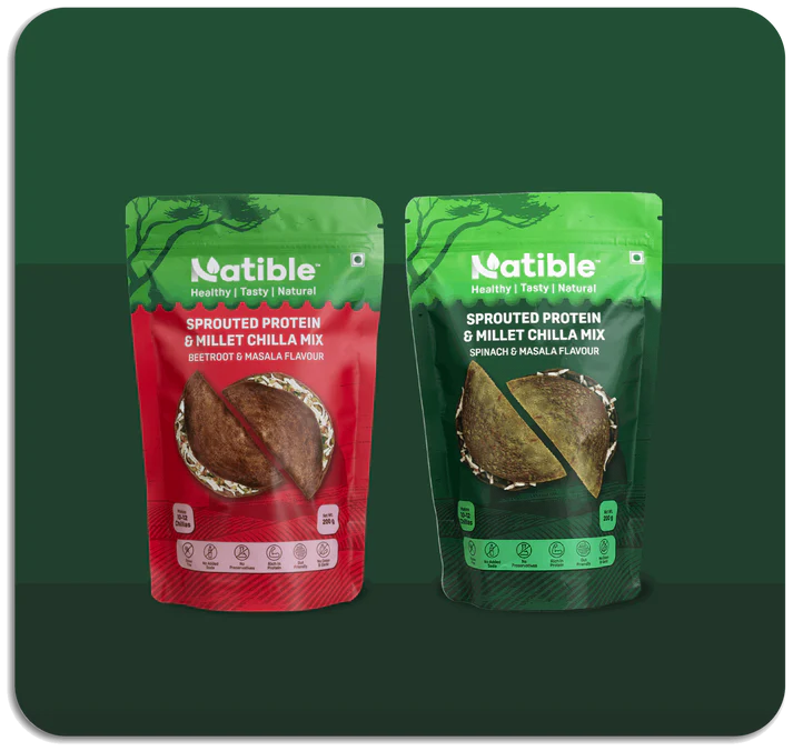 Sprouted Protein and Millet Chilla Mix  Combo pack of Spinach  Beetroot Flavor