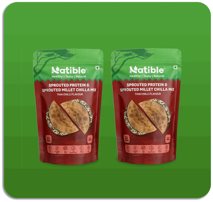 Sprouted Protein and Sprouted Millet Chilla Mix  Combo Pack of 2  Thai Chilli flavor