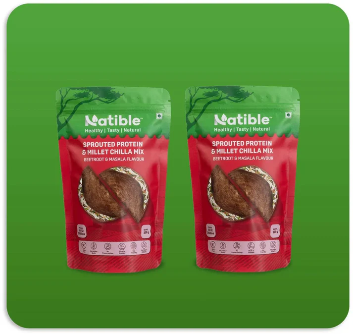 Sprouted Protein and Millet Chilla Mix Combo  Beetroot  Masala Flavor