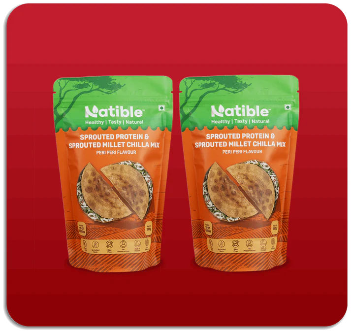 Sprouted Protein and Sprouted Millet Chilla Mix  Combo Pack of 2 Peri Peri Flavor