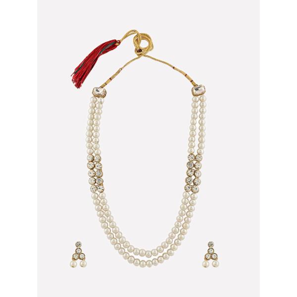 Prizetaa Alloy Gold plated White Jewelry Set Pack of 3