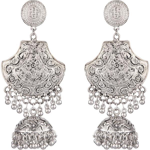 Prizetaa Bohemian Silver Round Jhumki Alloy Jhumki Earring 