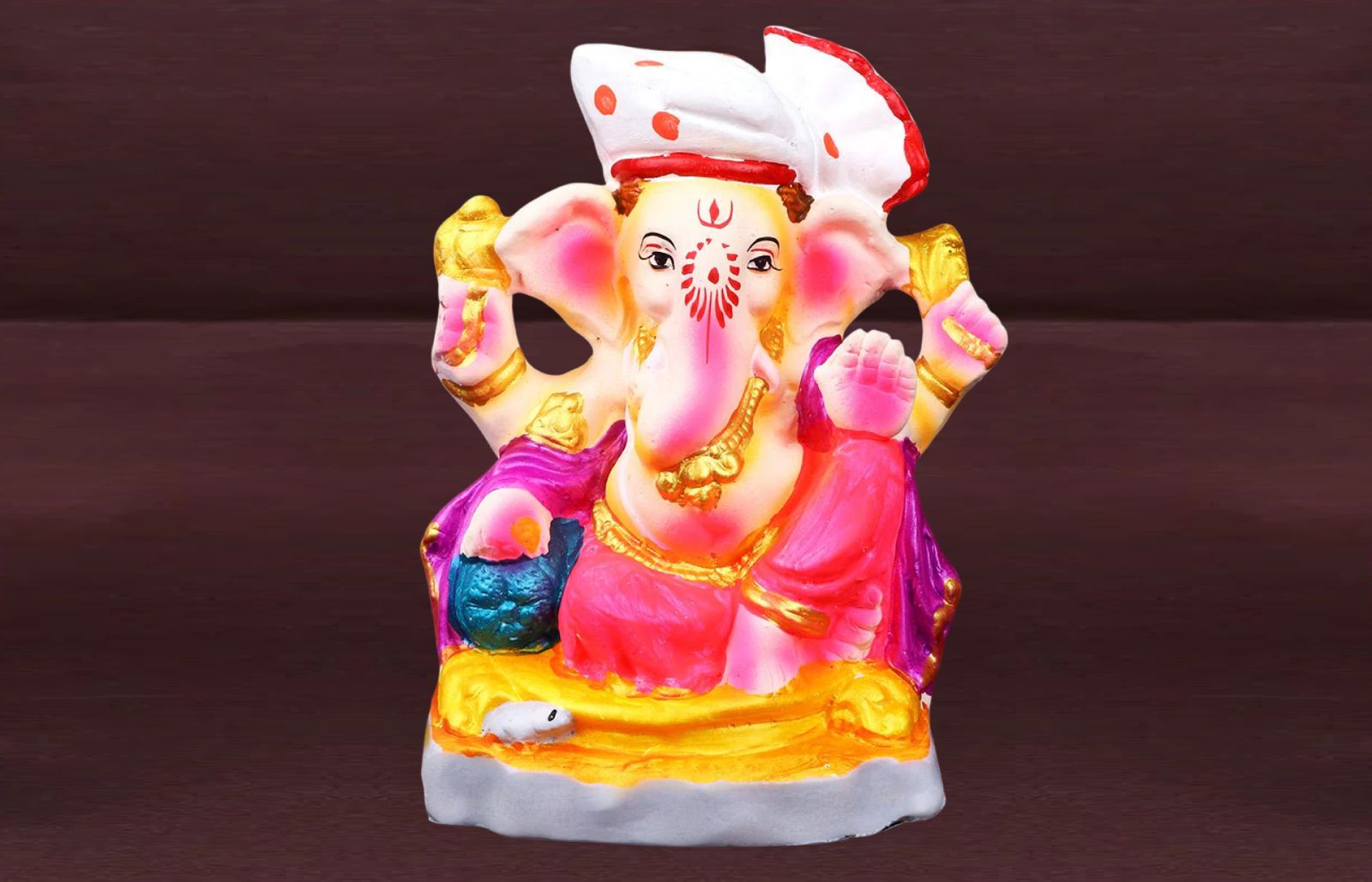 9 Inch Eco-Friendly Ganesh Ji Sitting On Shinghasan