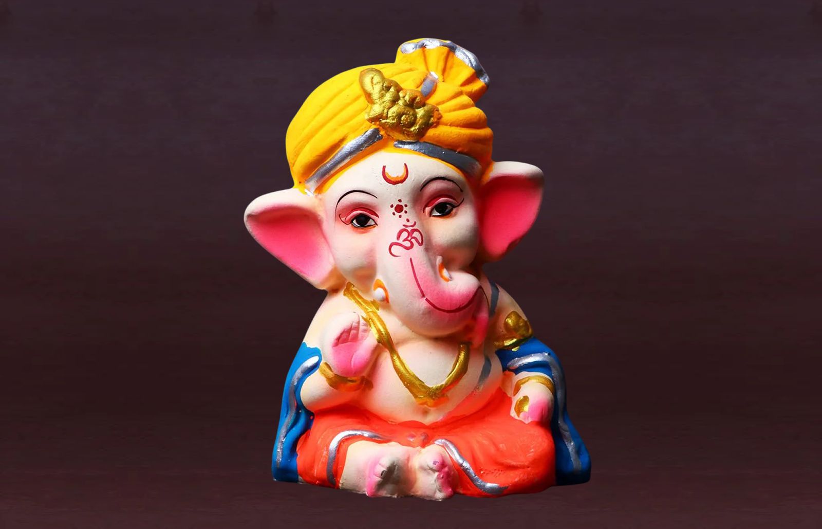 4.3 Inch Adorable Colorful Bal Ganesha With Pagdi Idol