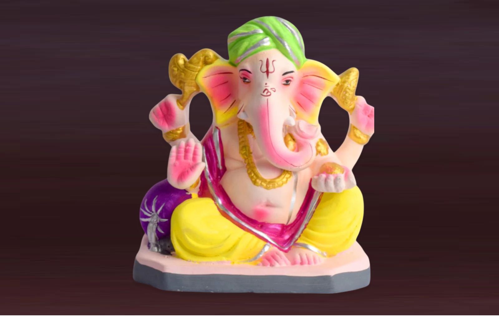 Colorful 6 Inch Eco-Friendly Ganesha Idol In Padmasana Pose