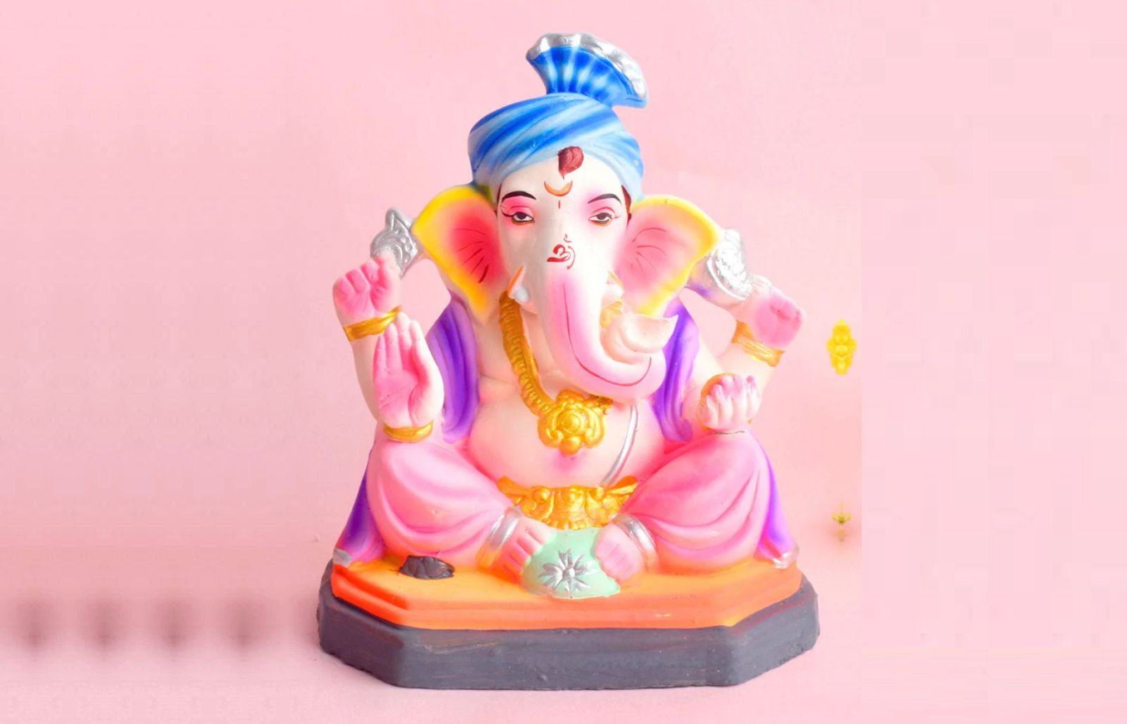 Colorful 8 Inch Eco-Friendly Ganesha Idol In Sitting Pose