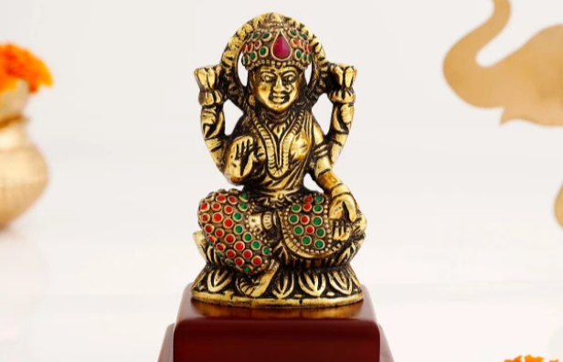 Divine Oxidized Metal Lakshmi Ji Idol