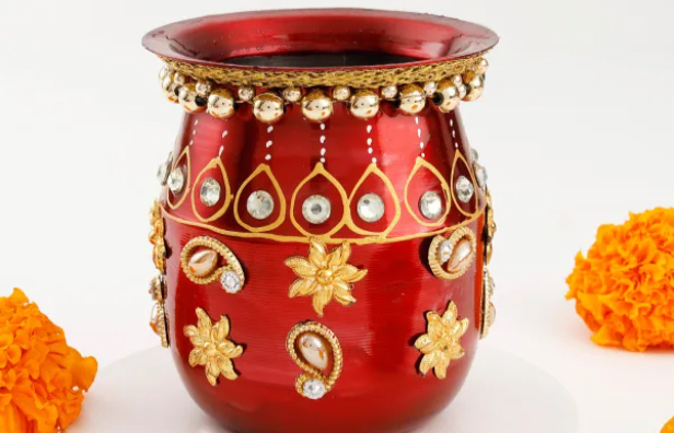 Sacred Red Karwa Chauth Kalash