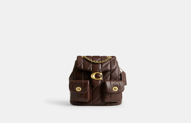 COACH Tabby Leather Backpack Brass Maple