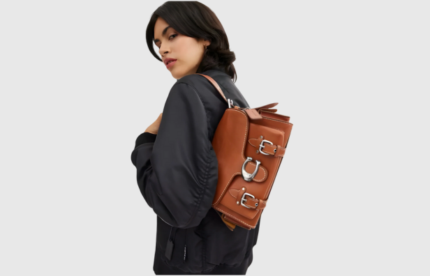 COACH Cargo Soft Tabby Leather Satch Silver Burnished Amber