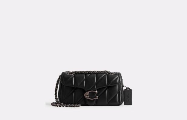 COACH Quilted Leather Mini Tabby Shoulder Brass Black