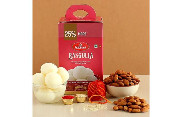 Happy Bhai Dooj Rasgulla And Almonds Combo
