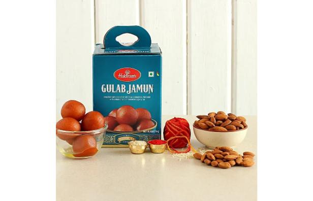 Bhai Dooj Wishes Gulab Jamun And Almonds Combo