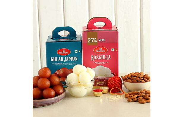 Bhai Dooj Celebration Sweets And Almonds Combo