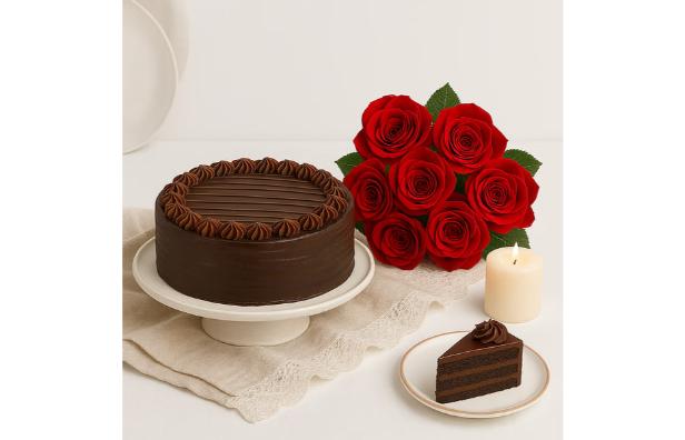 Cake & Red Roses