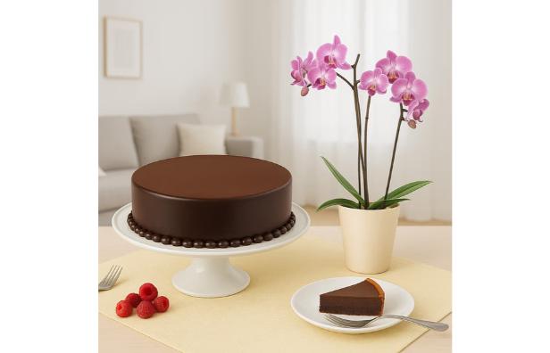 Chocolate Cake & Orchid